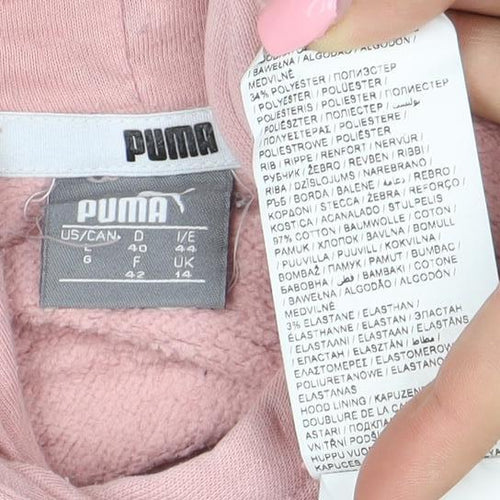 Puma Women's Pink Pullover Hoodie Size L Cotton Blend Logo