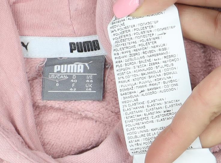 Puma Women's Pink Pullover Hoodie Size L Cotton Blend Logo