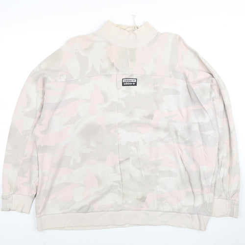 Adidas Women's Beige Camo Crew Neck Pullover Sweatshirt Size 14 M