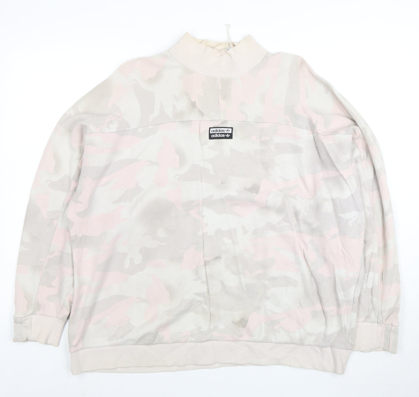 Adidas Women's Beige Camo Crew Neck Pullover Sweatshirt Size 14 M