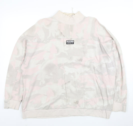 Adidas Women's Beige Camo Crew Neck Pullover Sweatshirt Size 14 M