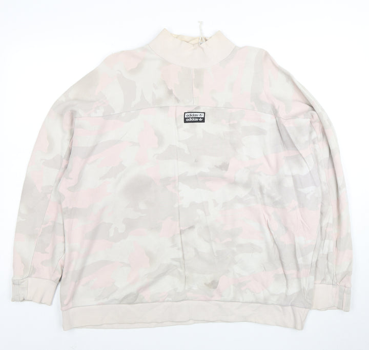Adidas Women's Beige Camo Crew Neck Pullover Sweatshirt Size 14 M