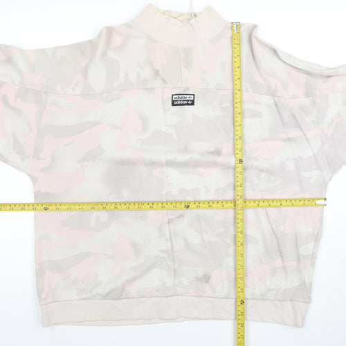 Adidas Women's Beige Camo Crew Neck Pullover Sweatshirt Size 14 M
