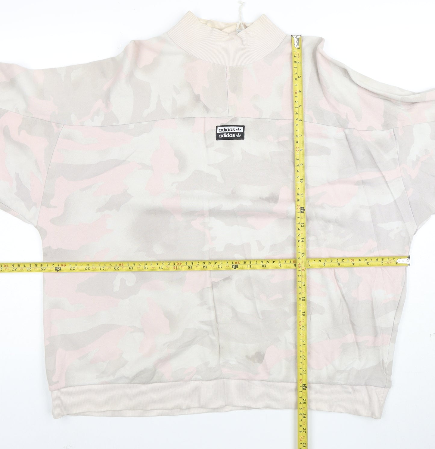 Adidas Women's Beige Camo Crew Neck Pullover Sweatshirt Size 14 M