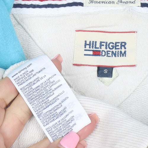 Tommy Hilfiger Mens Beige Hoodie S Pullover Graphic Print New York