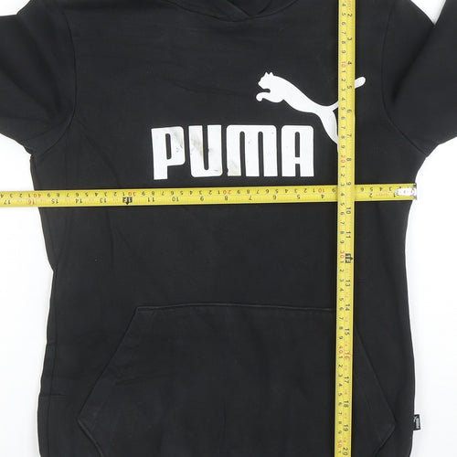 Puma Boys Black Pullover Hoodie Size 14 Years Cotton Blend Logo Print