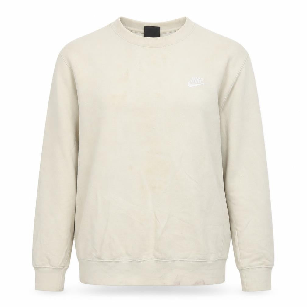 Front view of Nike Women’s Beige Small Crew Neck Pullover Sweatshirt