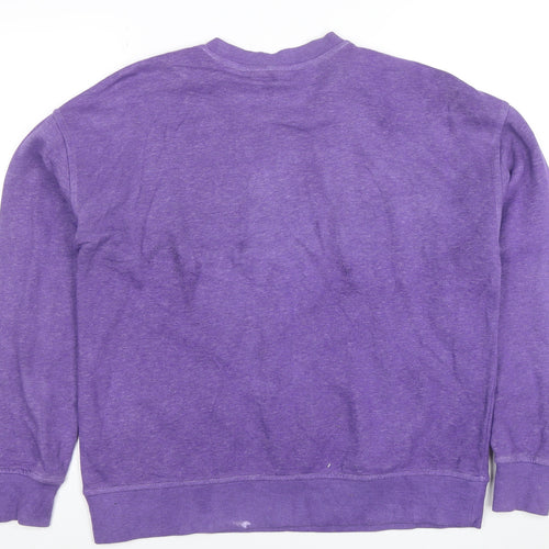 Disney Womens Purple Crew Neck Pullover Sweatshirt M Mickey Graphic