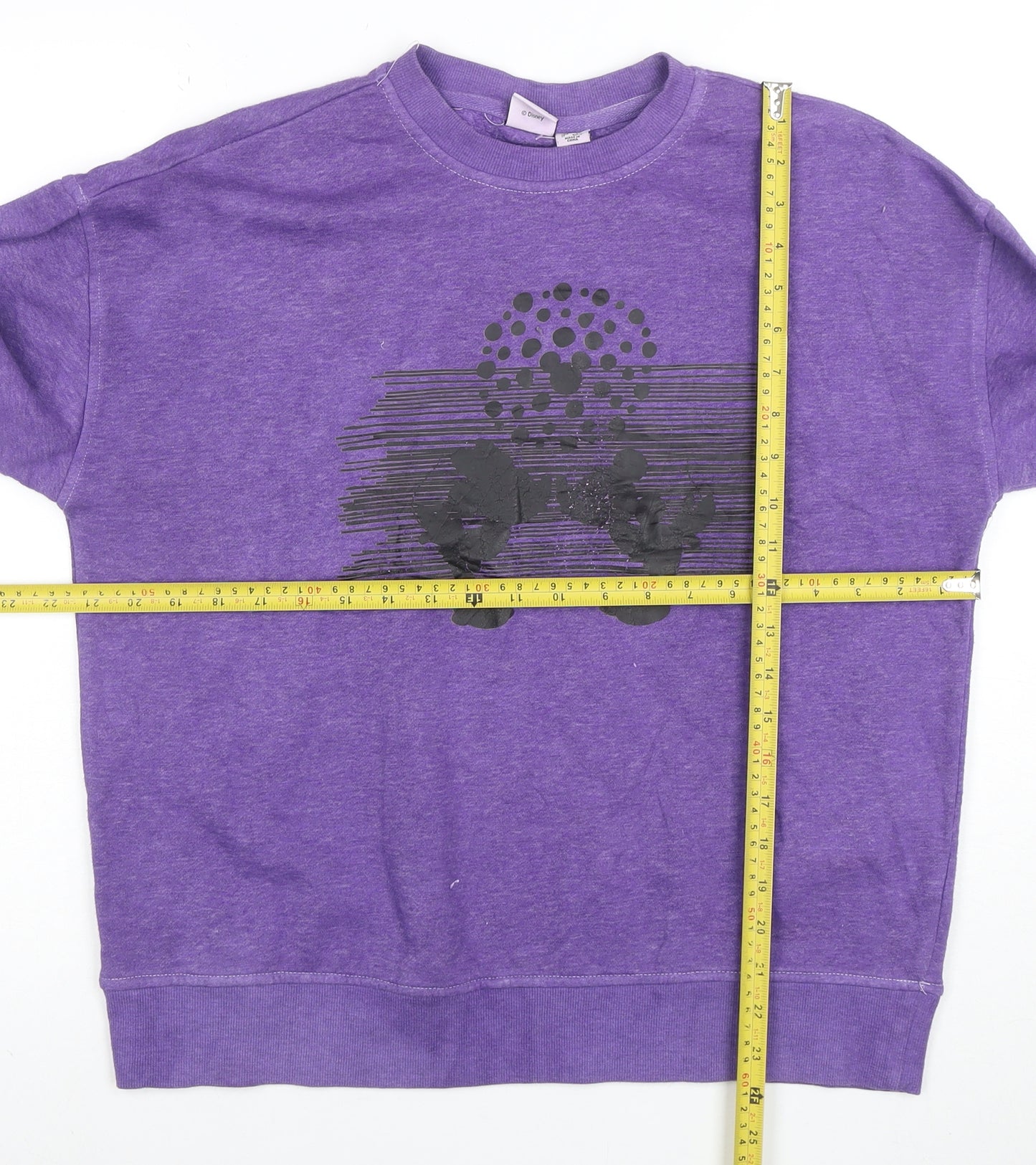Disney Womens Purple Crew Neck Pullover Sweatshirt M Mickey Graphic