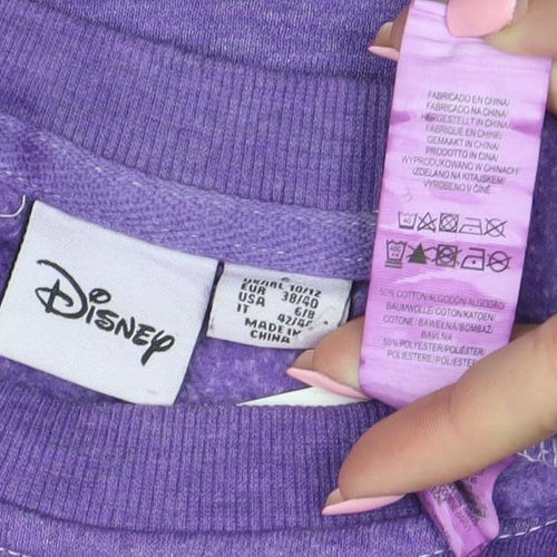 Disney Womens Purple Crew Neck Pullover Sweatshirt M Mickey Graphic