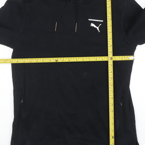 Puma Women Black Small Hooded Pullover Sweatshirt with Logo