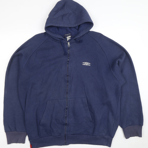 Umbro Men Blue XL Full Zip Hoodie Sports Sweatshirt