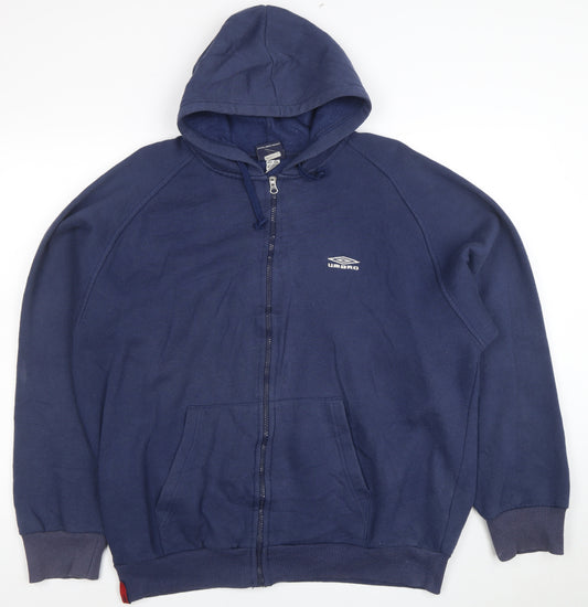 Umbro Men Blue XL Full Zip Hoodie Sports Sweatshirt