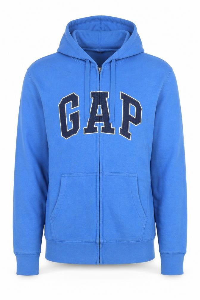 Gap Men's Blue Full Zip Logo Hoodie Size M Cotton Blend