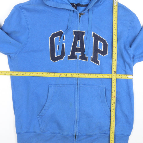 GAP Men's Blue Full Zip Logo Hoodie Size M Cotton Blend