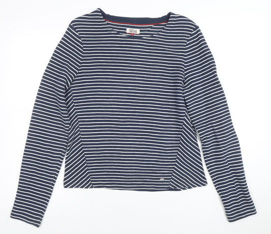 Tommy Hilfiger Denim Women's Blue Striped Long Sleeve Cotton T-Shirt M