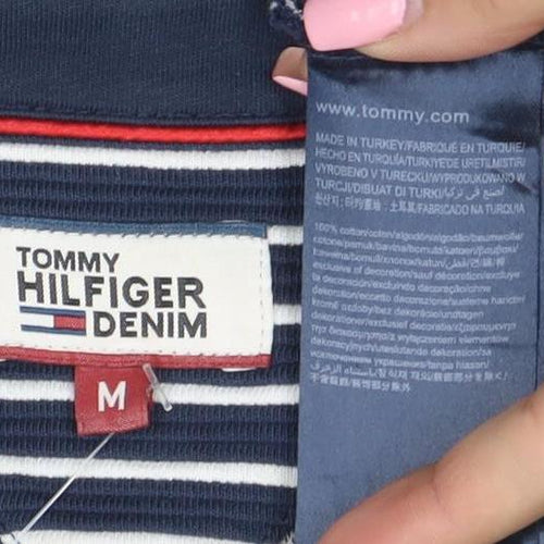 Tommy Hilfiger Denim Women's Blue Striped Long Sleeve Cotton T-Shirt M