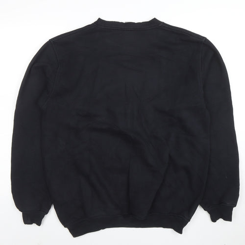FILA Mens Black Pullover Sweatshirt L Logo Crew Neck Sportswear