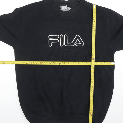 FILA Mens Black Pullover Sweatshirt L Logo Crew Neck Sportswear