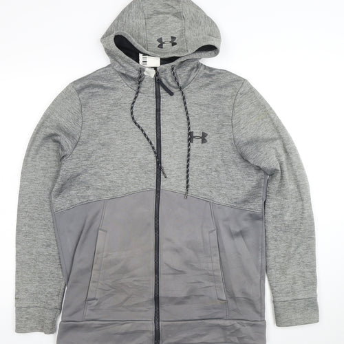 Under Armour Men Grey Full Zip Hooded Fleece Hoodie Size M