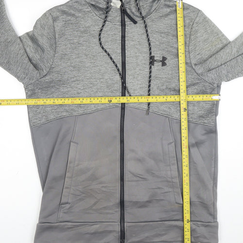Under Armour Men Grey Full Zip Hooded Fleece Hoodie Size M