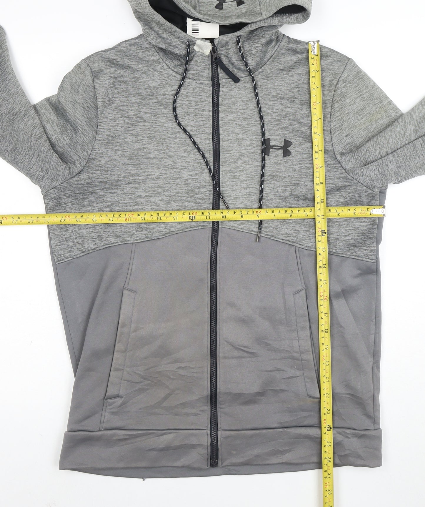 Under Armour Men Grey Full Zip Hooded Fleece Hoodie Size M