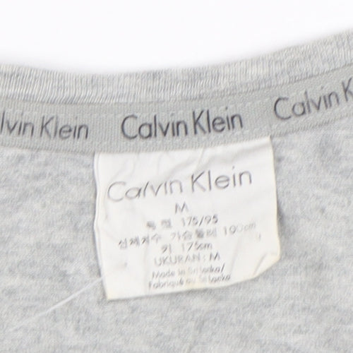 Calvin Klein Men's Grey Logo Crew Neck Cotton T-Shirt Size M