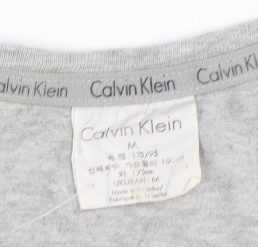 Calvin Klein Men's Grey Logo Crew Neck Cotton T-Shirt Size M