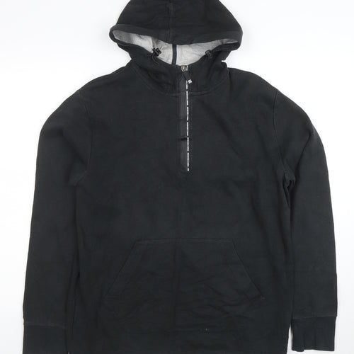 DC Mens Black Half Zip Hoodie Medium Fleece Streetwear
