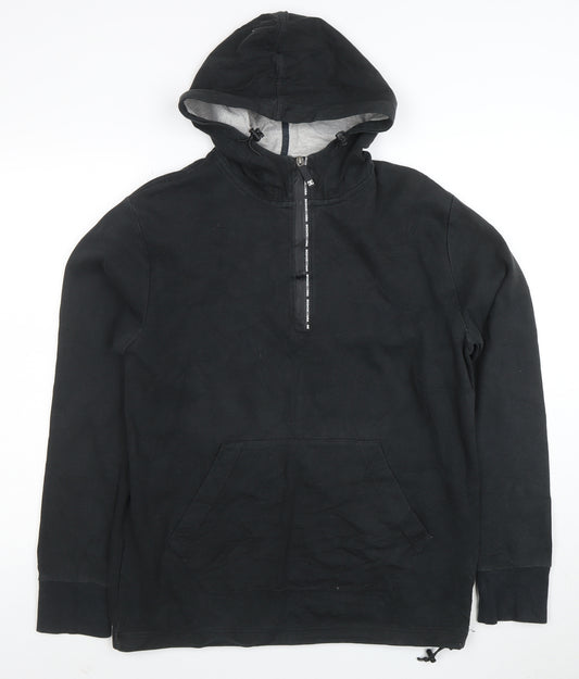 DC Mens Black Half Zip Hoodie Medium Fleece Streetwear
