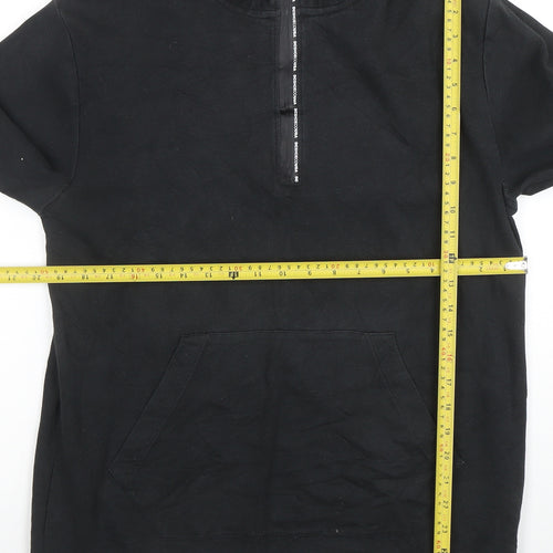 DC Mens Black Half Zip Hoodie Medium Fleece Streetwear