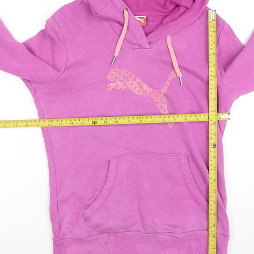 Puma Womens Pink Pullover Hoodie Size 10 Cotton Blend Logo Design