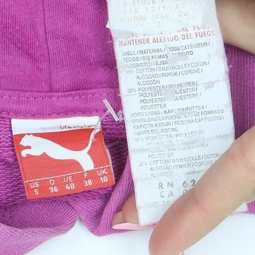 Puma Womens Pink Pullover Hoodie Size 10 Cotton Blend Logo Design
