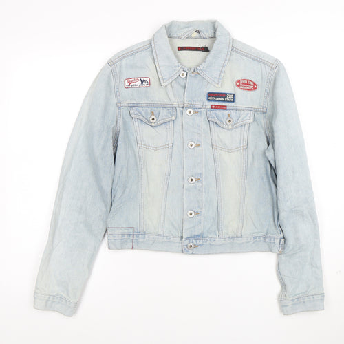 Big Star Womens Blue Denim Jacket M Classic Button Front Logo Style