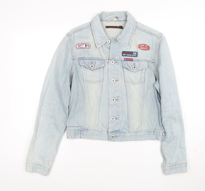 Big Star Womens Blue Denim Jacket M Classic Button Front Logo Style
