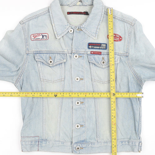 Big Star Womens Blue Denim Jacket M Classic Button Front Logo Style