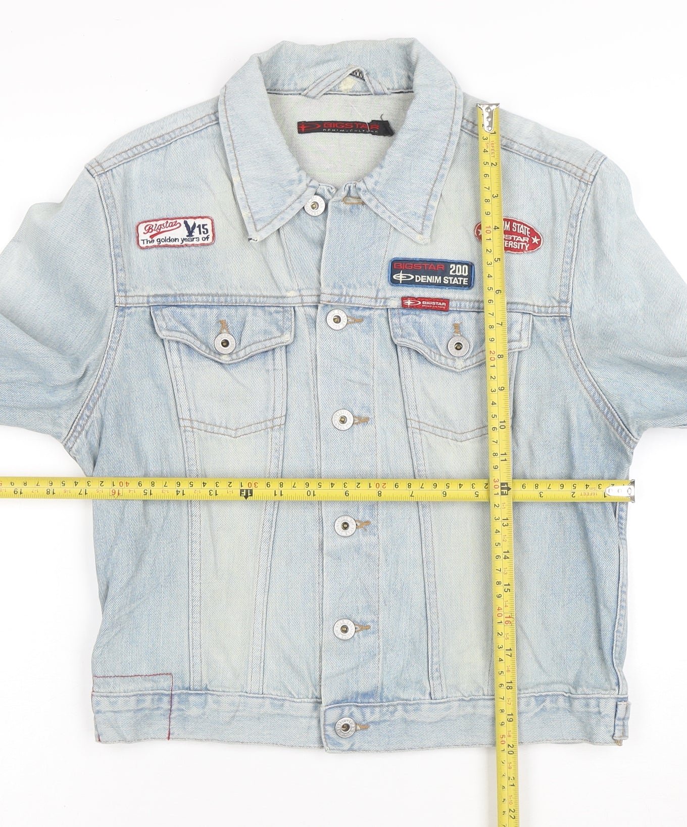 Big Star Womens Blue Denim Jacket M Classic Button Front Logo Style