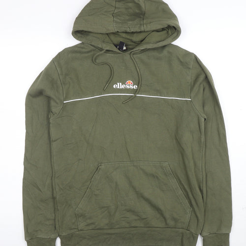 Ellesse Men's Green Pullover Hoodie Small Logo Fleece Sweatshirt