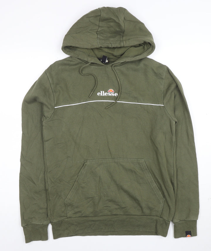 Ellesse Men's Green Pullover Hoodie Small Logo Fleece Sweatshirt