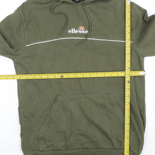 Ellesse Men's Green Pullover Hoodie Small Logo Fleece Sweatshirt