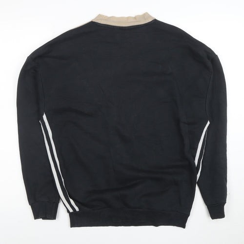 Adidas Women Beige Black Logo Pullover Sweatshirt Size 10
