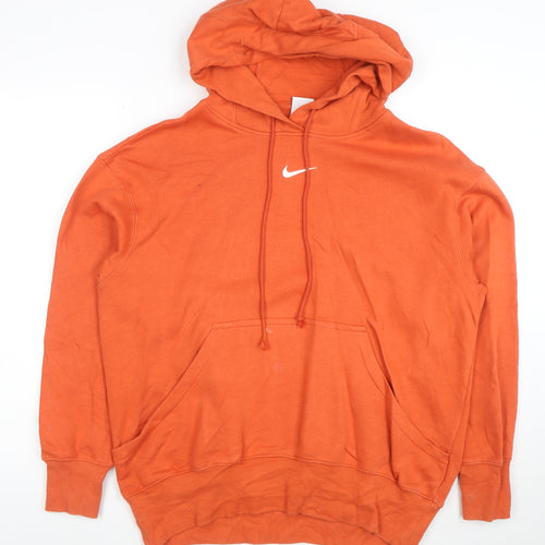 Nike Womens Orange XS Pullover Hoodie Sweatshirt Cotton Blend
