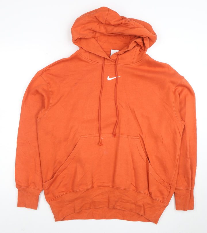 Nike Womens Orange XS Pullover Hoodie Sweatshirt Cotton Blend