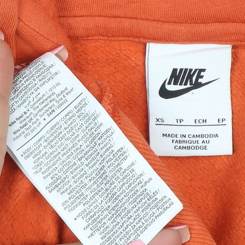 Nike Womens Orange XS Pullover Hoodie Sweatshirt Cotton Blend