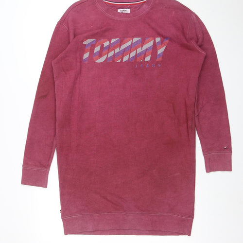 Tommy Jeans Women's Red Long Sleeve T-Shirt Dress Size S