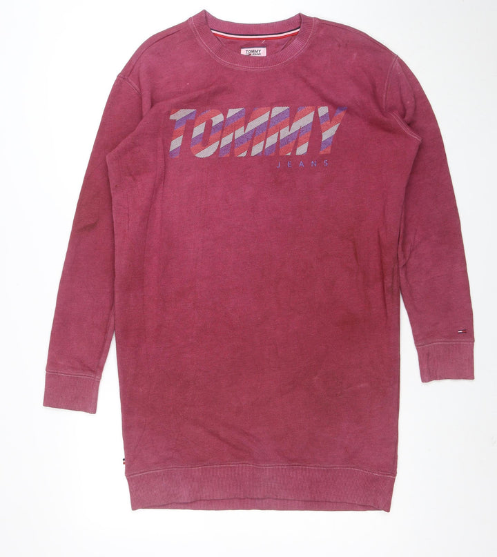 Tommy Jeans Women's Red Long Sleeve T-Shirt Dress Size S