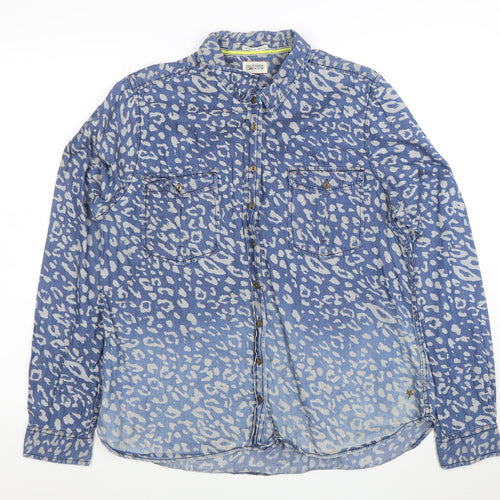 Tommy Hilfiger Women Blue Animal Print Denim Button-Up Shirt XL