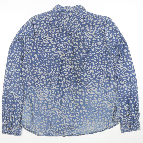 Tommy Hilfiger Women Blue Animal Print Denim Button-Up Shirt XL