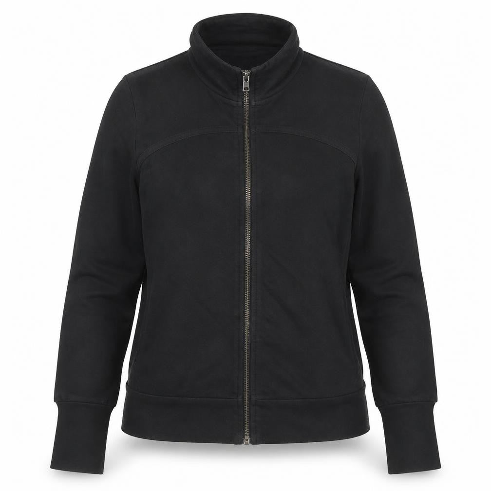Front view of Puma Women's Black, size 12, Full Zip Sweatshirt with Gold Logo
