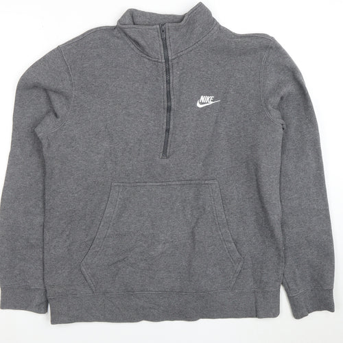Nike Mens Grey 1/2 Zip Fleece Sweatshirt Medium Regular Fit